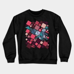 Geometric Eagle Design in Red and Blue Crewneck Sweatshirt